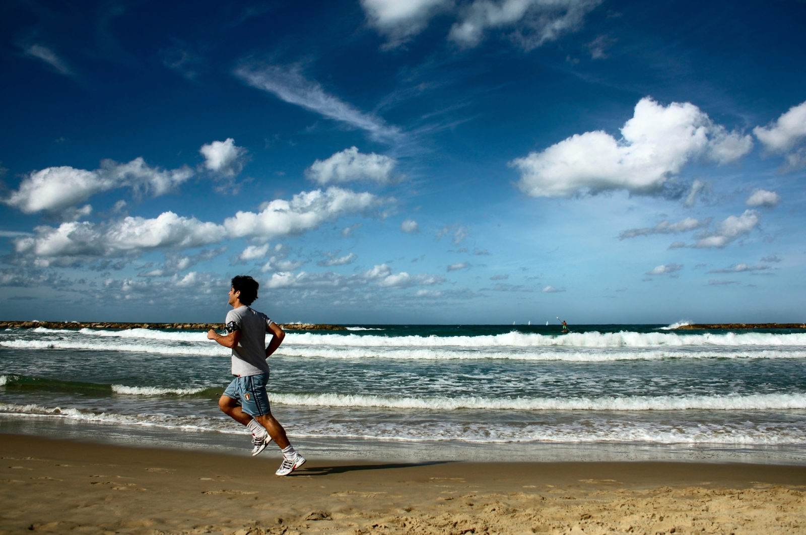 The people Running on the Beach